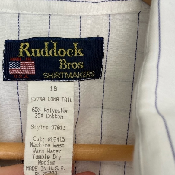 VINTAGE Pearl Snap Pin Stripe White Short Sleeve Mens Shirt Size 18 Made in USA - Picture 6 of 6